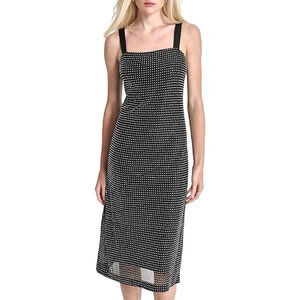 DKNY Women Size 16 Dress Sleeveless Black All Over Crystal Cocktail NWT $144